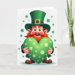 Carte de Leprechaun de Dessin Animé en Forme de Cœ