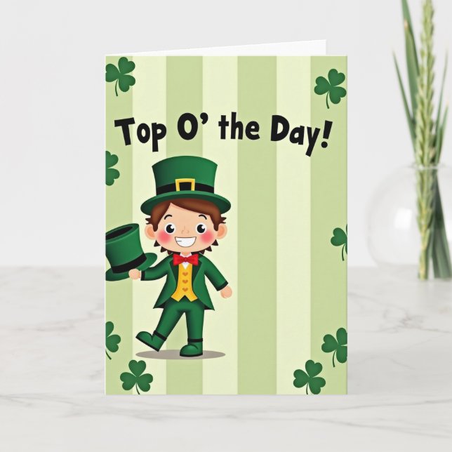 Carte de Leprechaun rayé vert (Devant)