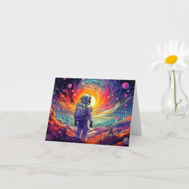 Carte De l'espace et au-delà Illustration Anniversaire (Petite plante)