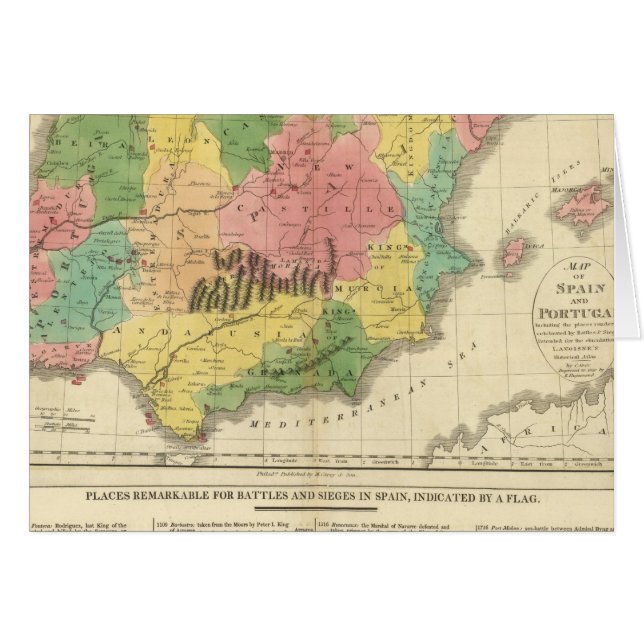 Carte de l'Espagne et du Portugal (Devant horizontal)