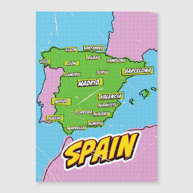 Carte de l'Espagne illustrée par Pop Art (Devant)