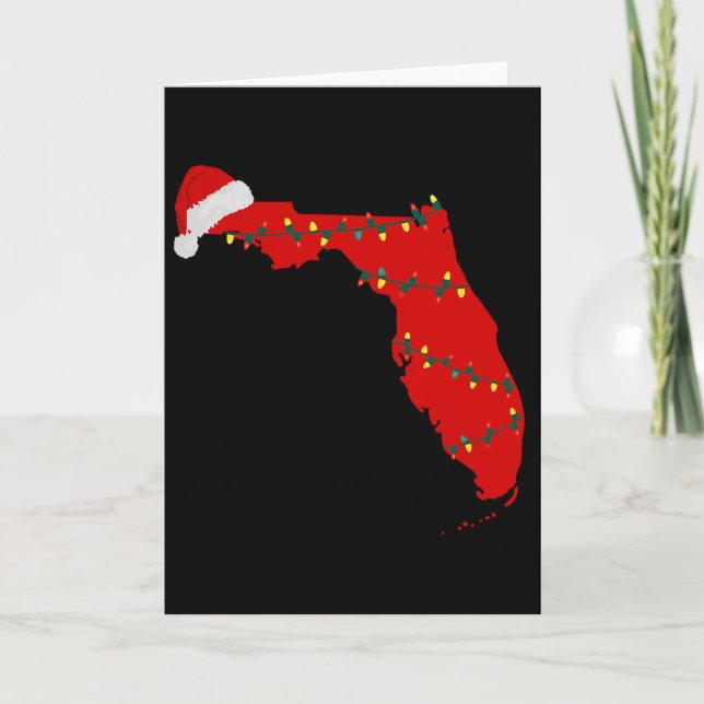 Carte de l'État de Floride Noël Lumières Chapeau d (Devant)