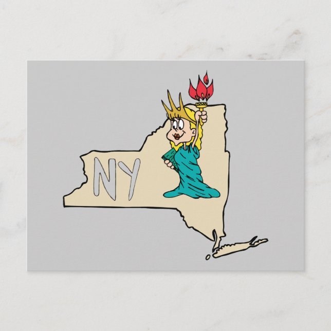 Carte De L'État De New York NY Statue De La Libert (Devant)