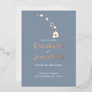 Carte de l'État d'Hawaï Script Save The Date Rose 