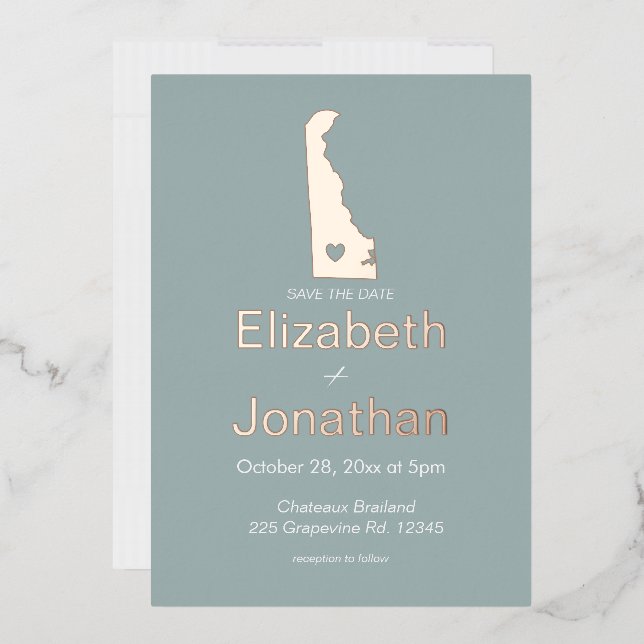 Carte de l'État du Delaware Enregistrer la date Ro (Enveloppe)