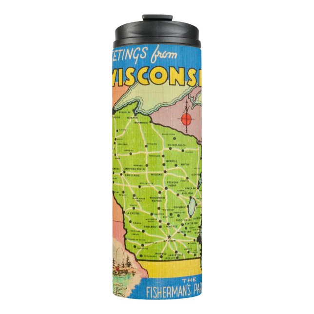 Carte de l'état du Wisconsin vintage Bouteille d'e (Devant)
