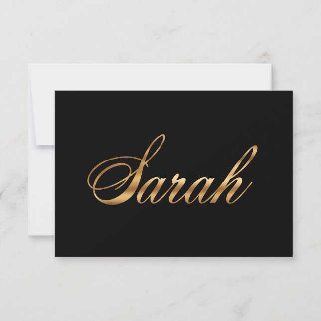 Carte de lettrage de conception Sarah or (Devant)