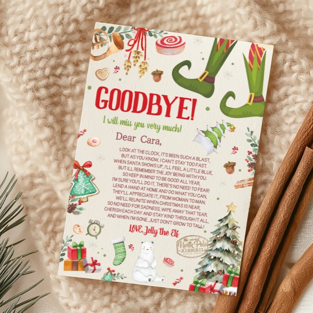 Carte de lettre d'adieu de Noël Elf (Christmas Elf Goodbye Letter Card)