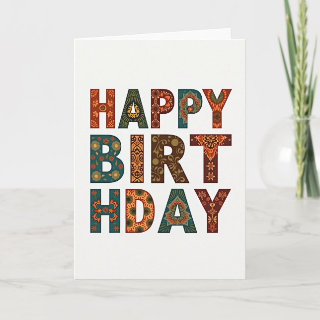 Carte de lettre d'anniversaire folklorique (Devant)