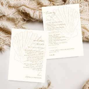 Carte de lettre de bienvenue de mariage coquillage