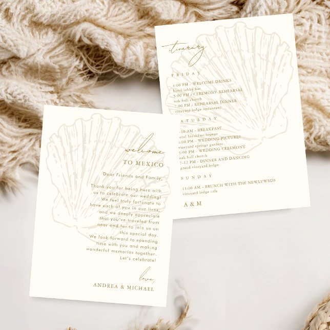 Carte de lettre de bienvenue de mariage coquillage (Créateur téléchargé)