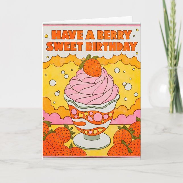 Carte de lettrepresse d'anniversaire Berry Sweet (Devant)