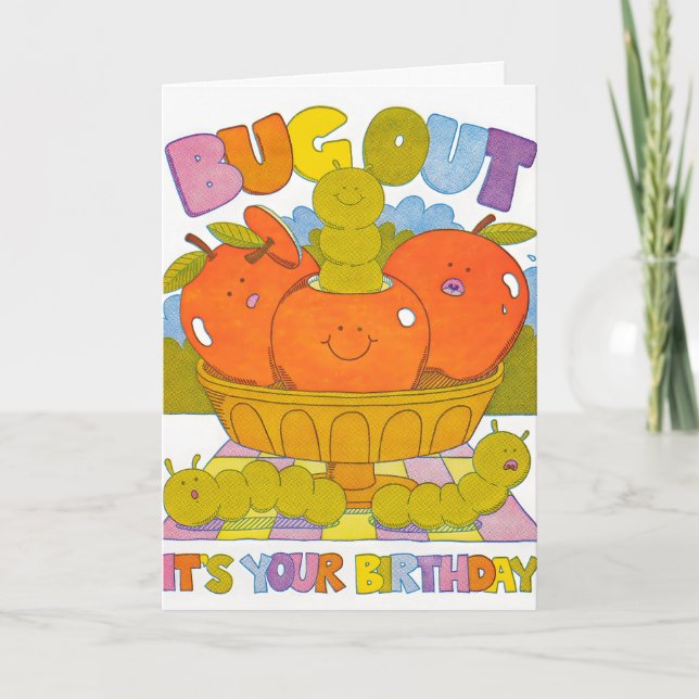 Carte de lettrepresse d'anniversaire Bug Out (Devant)
