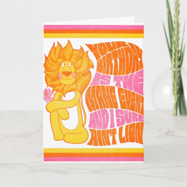 Carte de lettrepresse d'anniversaire I Ain't Lion (Devant)