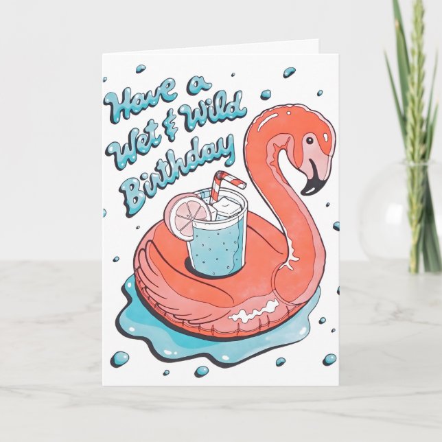 Carte de lettrepresse d'anniversaire Wet & Wild (Devant)