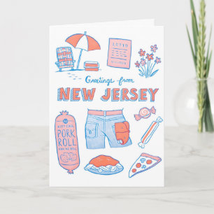 Carte de lettrepresse de salutations du New Jersey