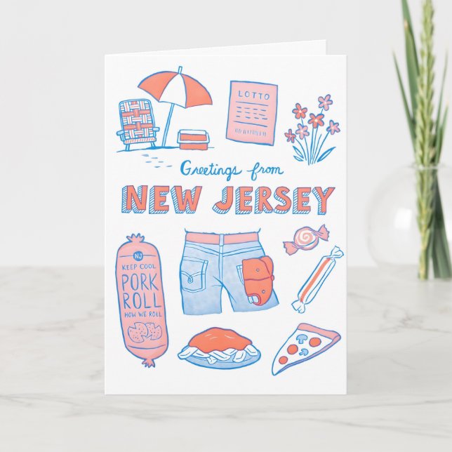 Carte de lettrepresse de salutations du New Jersey (Devant)