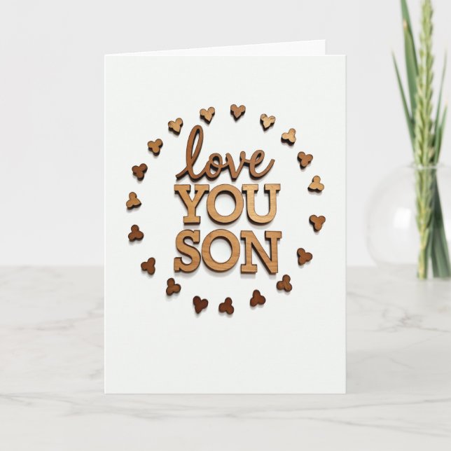 Carte de lettres en bois « Je t'aime fils » (Devant)