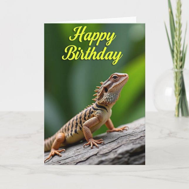 Carte de lézard d'anniversaire sauvage (Devant)