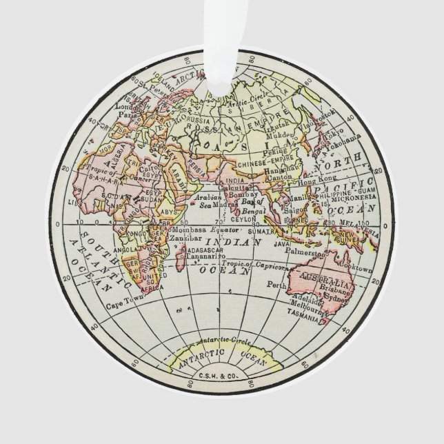 Carte de l'hémisphère oriental Globe Travel Art (devant)