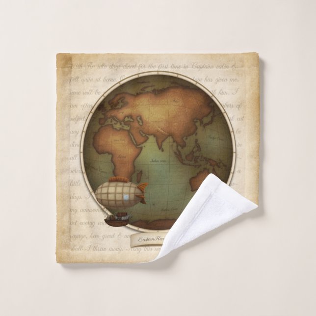 Carte de l'hémisphère oriental néo-victorien Steam (Gant de toilette)