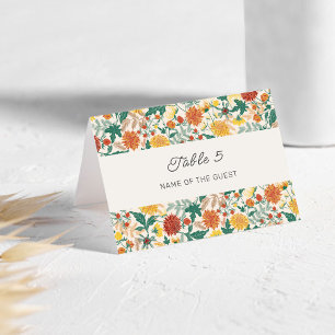 Carte de lieu de mariage aux fleurs de dahlia prin