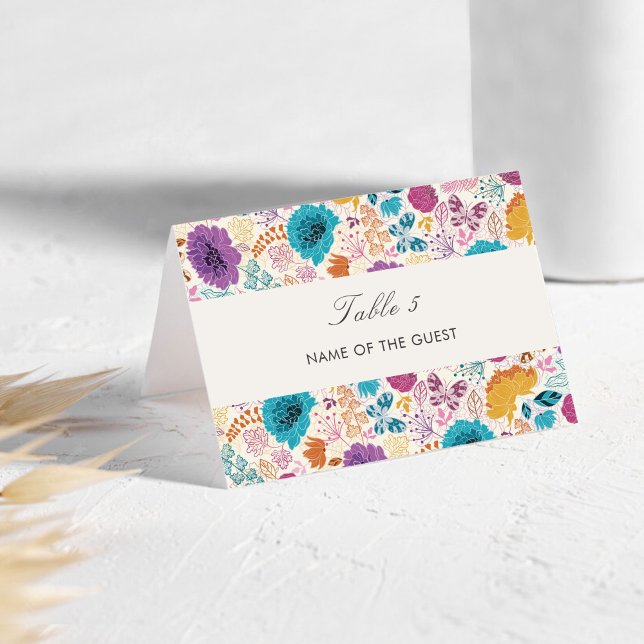 Carte de lieu de mariage aux fleurs violettes de p (Créateur téléchargé)