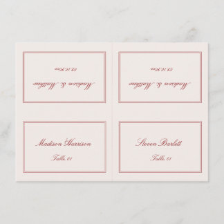 Carte de lieu de mariage crème et burgundy à faire