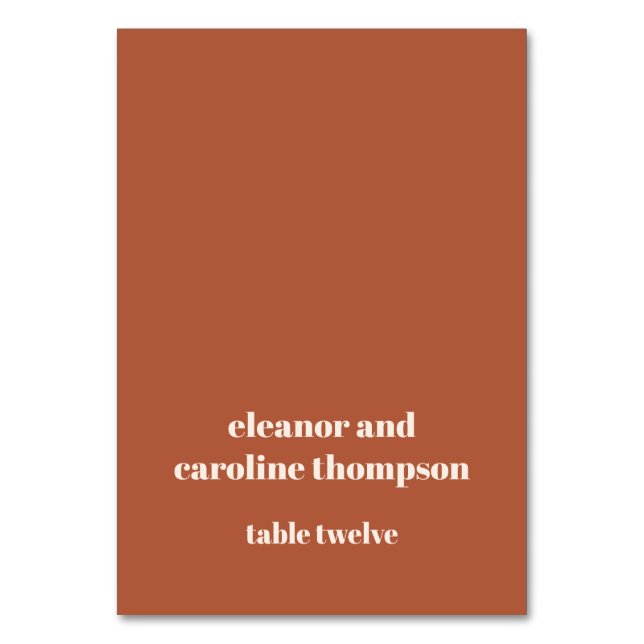 Carte de lieu de mariage personnalisée Gras Rust F (Par défaut)