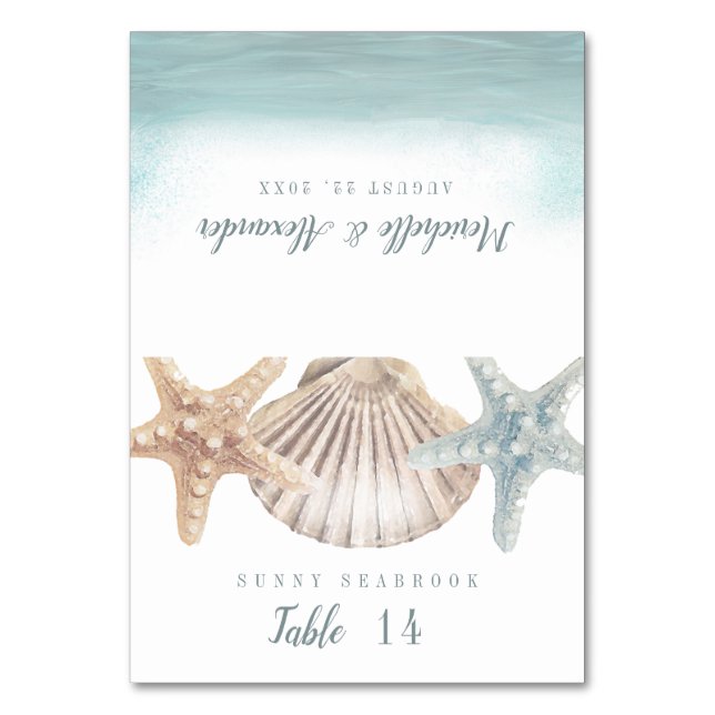 Carte de lieu de mariage Starfish Seashell Beach (Par défaut)