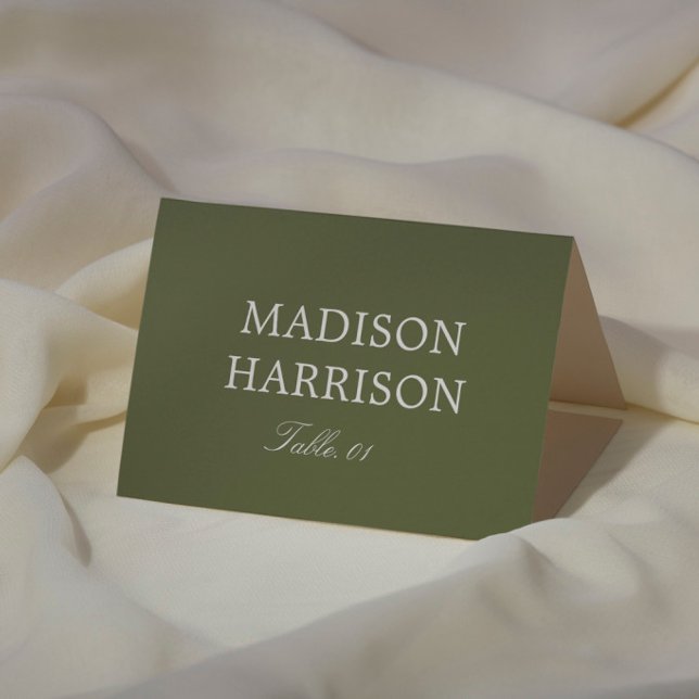 Carte de lieu de mariage vert olive à faire soi-mê (Créateur téléchargé)