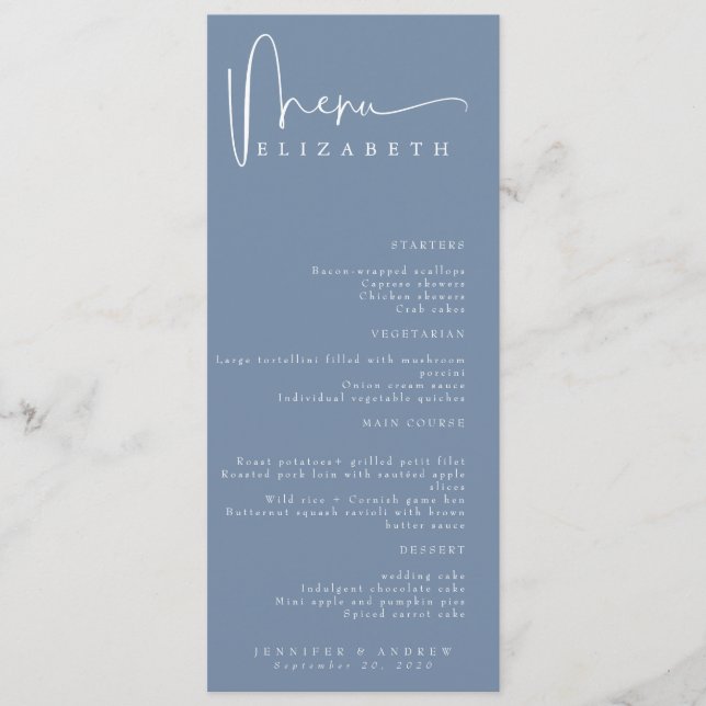 Carte de lieu de nom | Menu | Menus Mariages simpl (Devant)