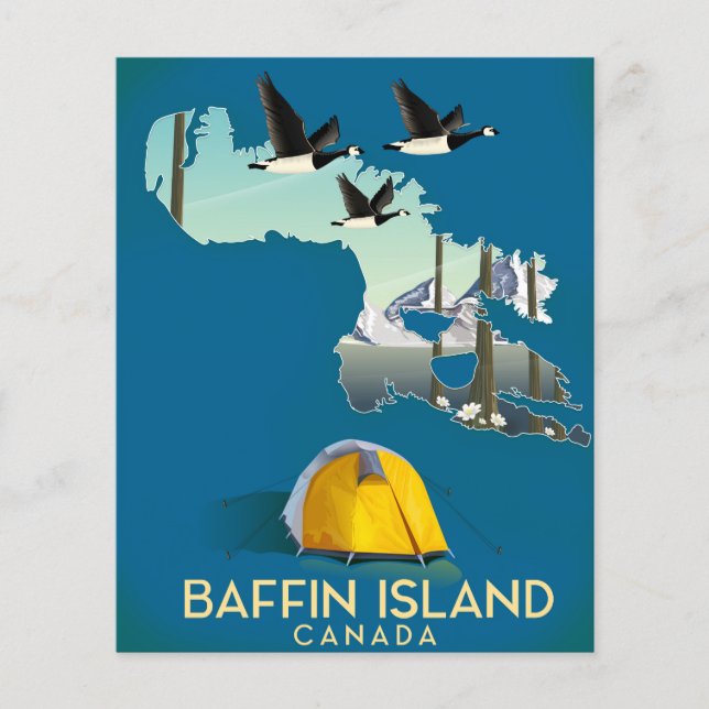 carte de l'île de Baffin affiche de voyage Canada (Devant)