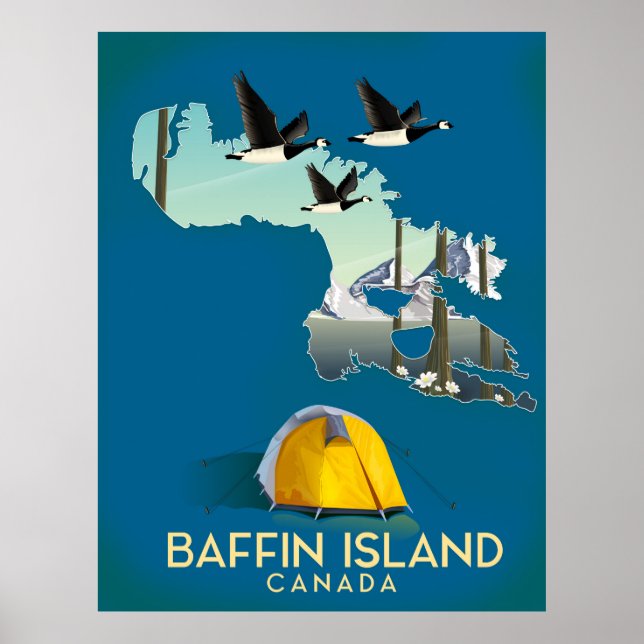 Carte de l'île de Baffin poster de voyage au Canad (Devant)