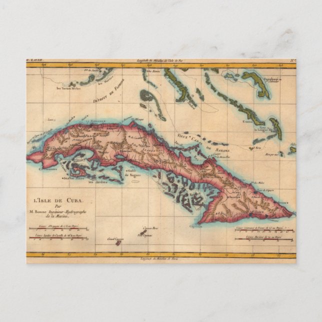 Carte de l'île de Cuba vintage Vieux voyages (Devant)