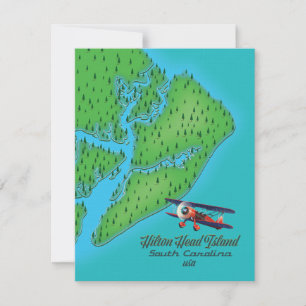 Carte de l'île de Hilton Head en Caroline du Sud