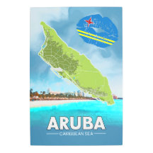 Carte de l'île de la mer des Caraïbes d'Aruba