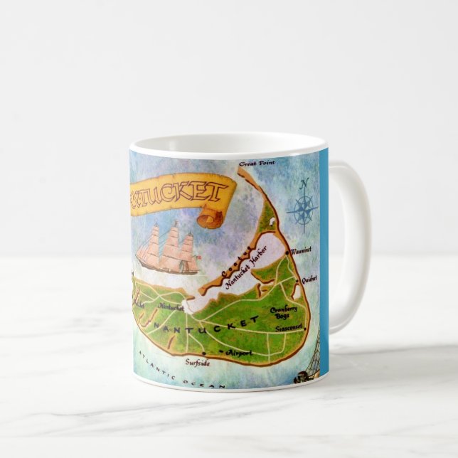 Carte de l'île de Nantucket MA Mug (Devant droit)