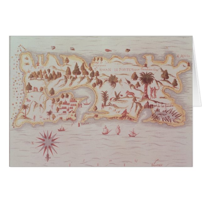 Carte de l'île de Porto Rico, 1599 (Devant horizontal)