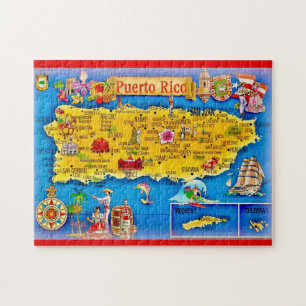 Carte de l'île de Porto Rico Puzzle 11x14