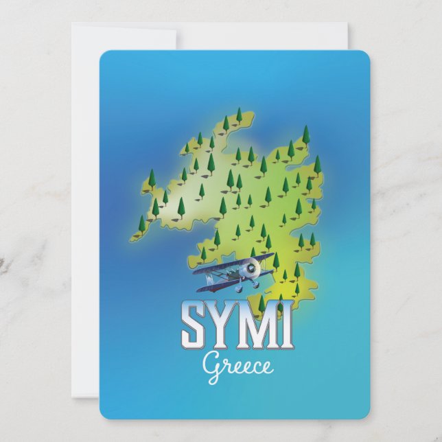 Carte de l'île de Symi Grèce affiche de voyage. (Devant)