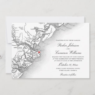 Carte de l'île de Tybee Mariage Noir et Blanc