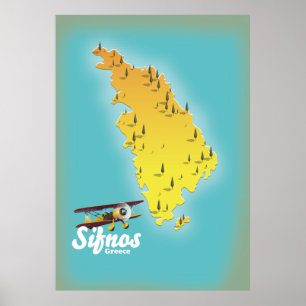 Carte de l'île grecque de Samos Poster