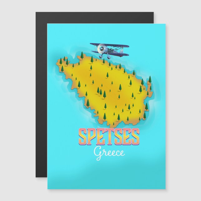 Carte de l'île grecque Spetes poster de voyage (Devant / Derrière)