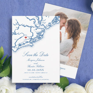 Carte de l'île Johns SC Élégant mariage bleu marin