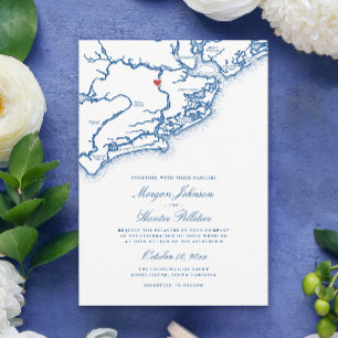Carte de l'île Johns SC Élégant mariage bleu marin