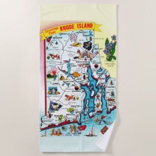Carte de l'île vintage Rhode serviette de plage