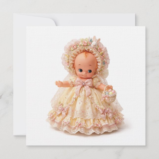 Carte de lin Kewpie de chapeau de Pâques (Devant)