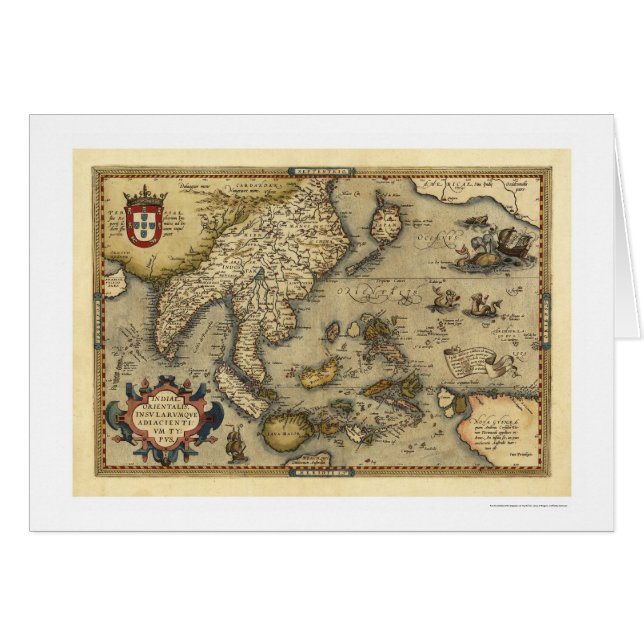 Carte de l'Inde par Ortelius 1570 (Devant horizontal)