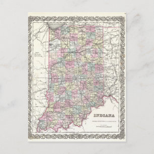 Carte de l'Indiana. Joseph Hutchins Colton